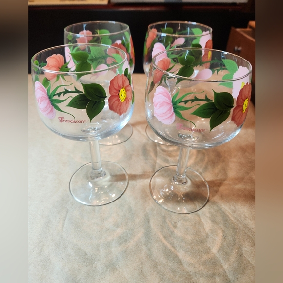 Franciscan Desert Rose RedWine/Margarita/Desert Glasses/Goblets Set Of 4 - Picture 4 of 4